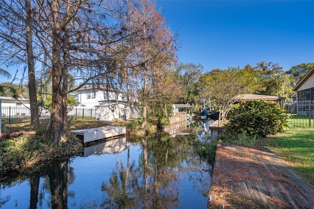 water view with a boat dock