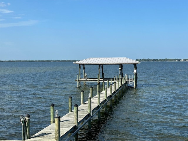 view of dock featuring a water view