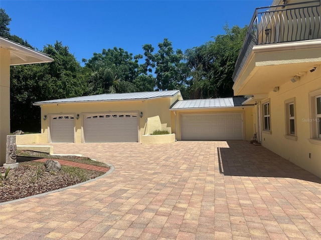 exterior space with a garage