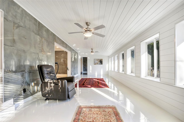 corridor featuring wooden ceiling