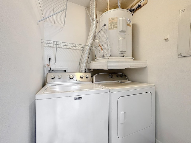 laundry room with electric panel and independent washer and dryer