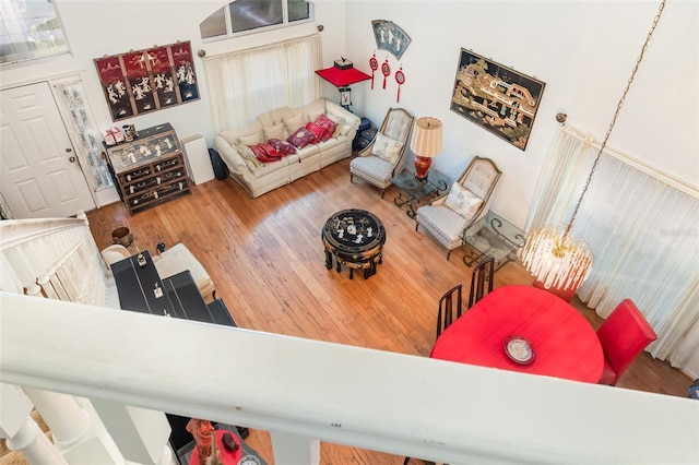 living room with hardwood / wood-style floors