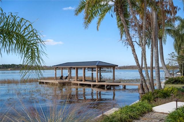 dock area featuring a water view