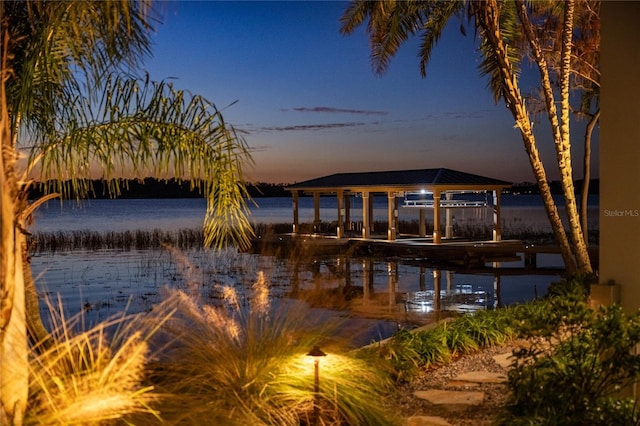 water view with a gazebo