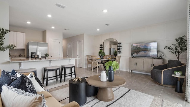 view of tiled living room