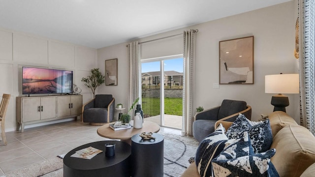 view of tiled living room