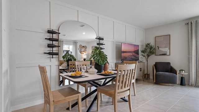 view of tiled dining space