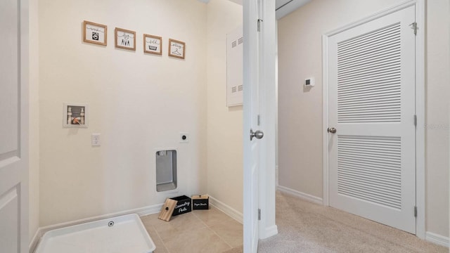 washroom with washer hookup and hookup for an electric dryer