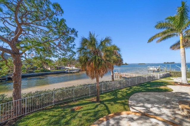 property view of water with fence