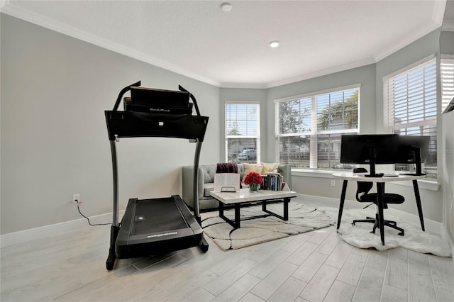 office area featuring crown molding and plenty of natural light