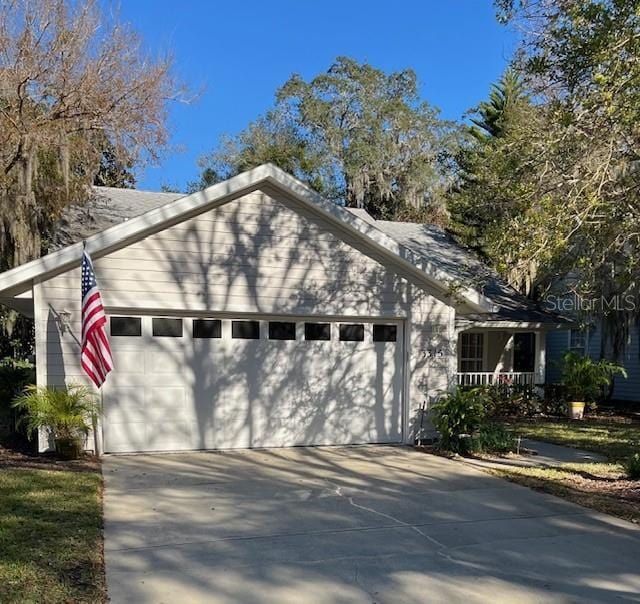 exterior space featuring a garage