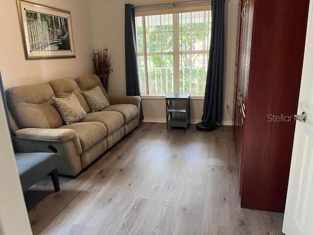 living room with light wood-type flooring