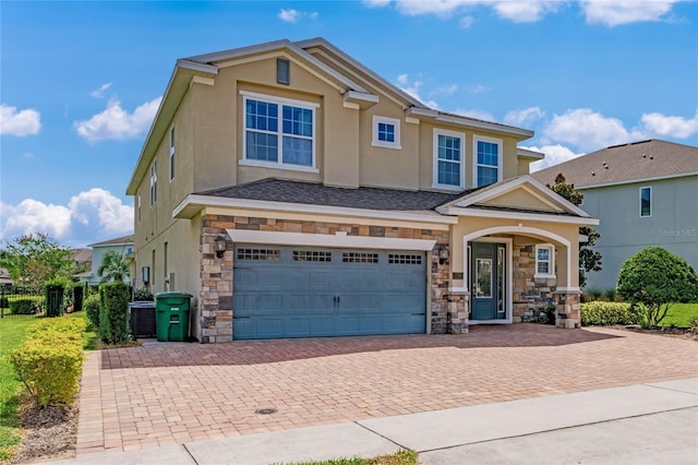 craftsman inspired home featuring a garage