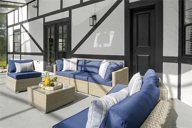 view of patio / terrace featuring french doors and an outdoor hangout area