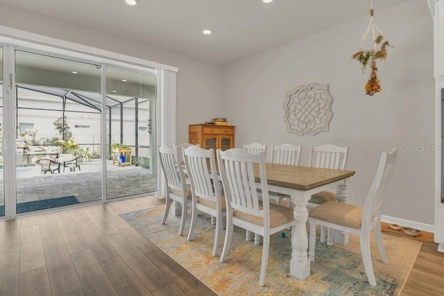 dining area featuring light hardwood / wood-style floors