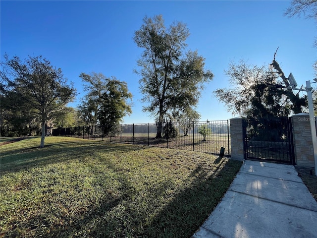 view of yard with fence and a gate