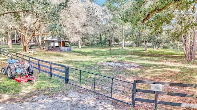 view of yard featuring a rural view