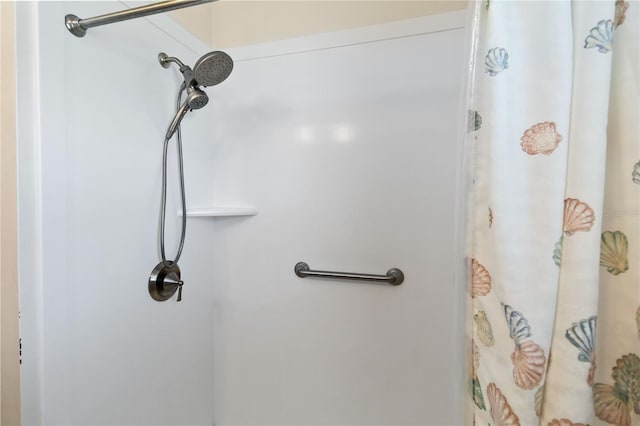 bathroom with a shower with curtain