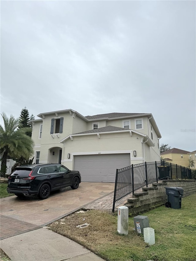 front facade with a garage