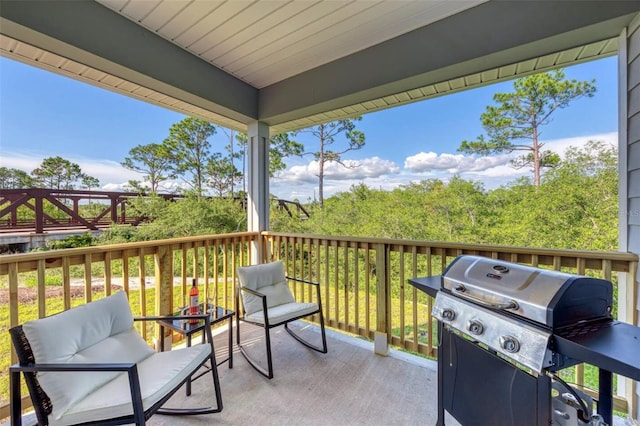 view of patio with a grill