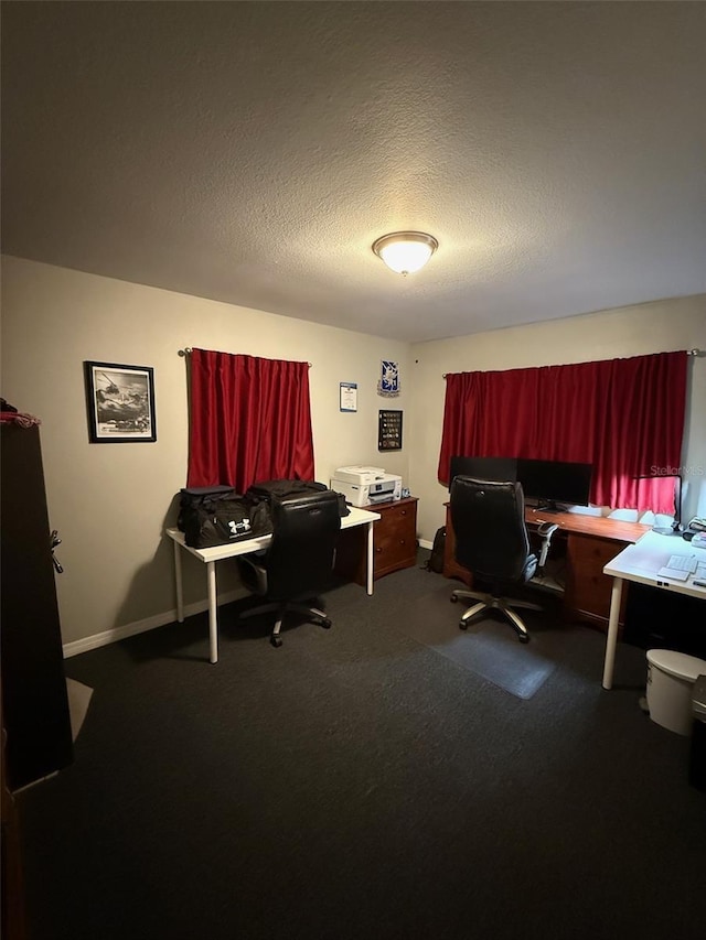 office area featuring a textured ceiling