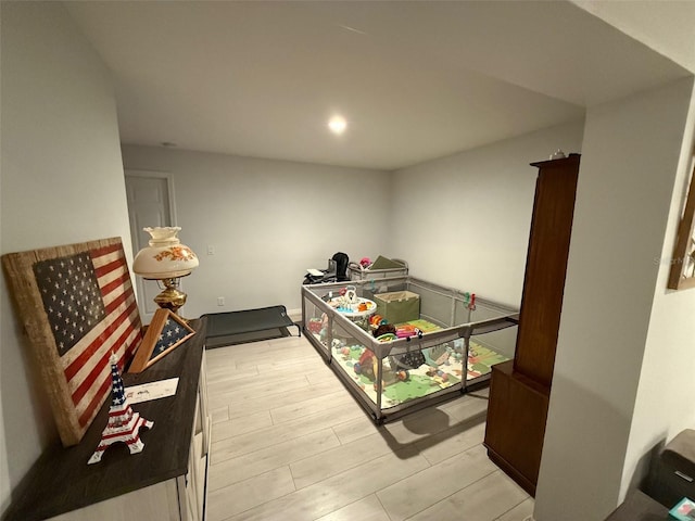 bedroom featuring light hardwood / wood-style floors