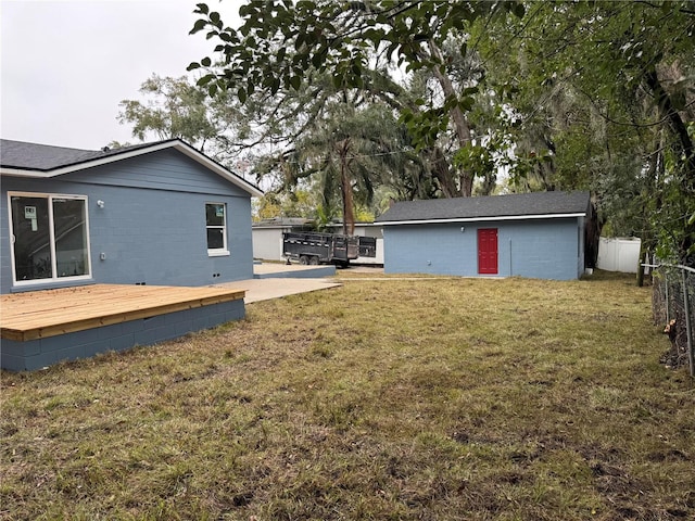 view of yard featuring a deck