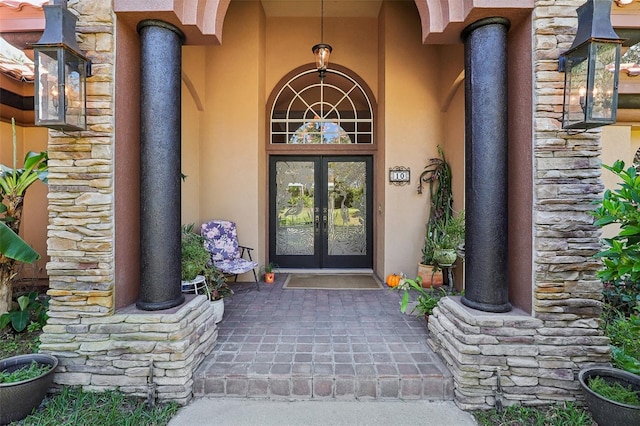 view of exterior entry with french doors