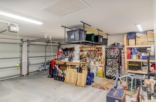 garage with a garage door opener