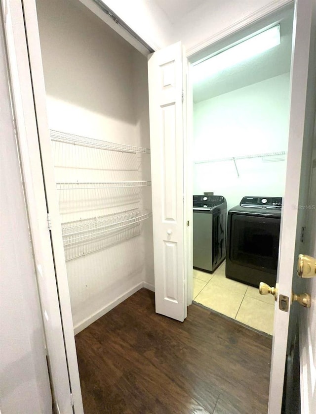 closet featuring washing machine and clothes dryer