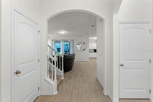 hall featuring light hardwood / wood-style flooring