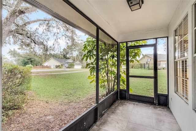 view of unfurnished sunroom