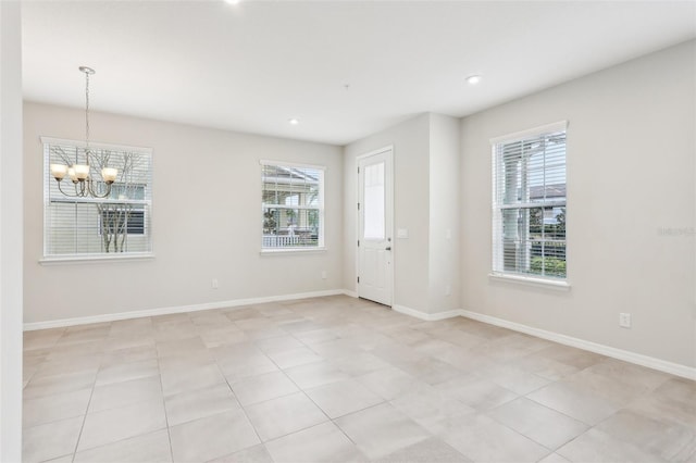 interior space featuring a chandelier