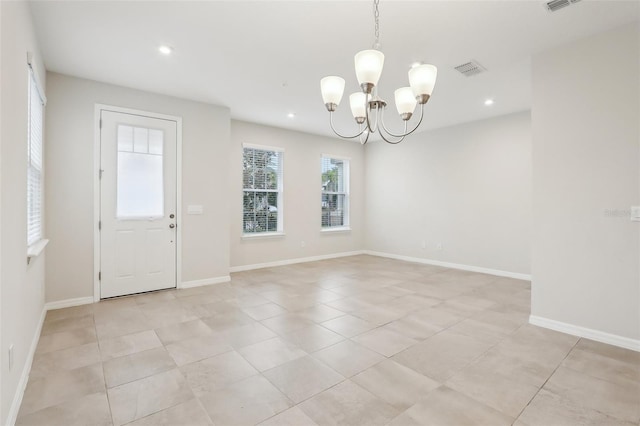 interior space with an inviting chandelier