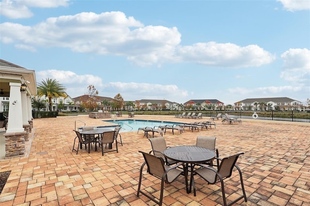 view of pool featuring a patio