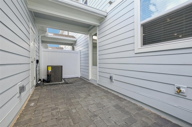 view of patio featuring central AC