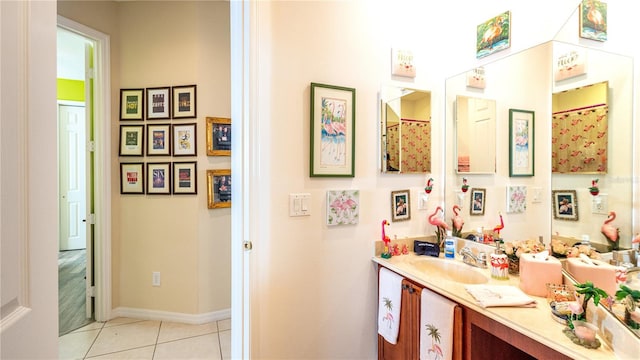 bathroom featuring vanity and tile patterned flooring