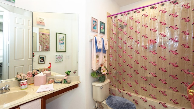 full bathroom featuring vanity, toilet, and shower / tub combo