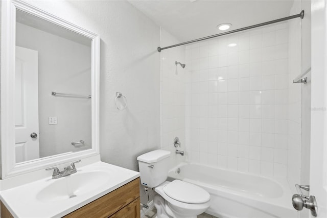 full bathroom featuring vanity, toilet, and bathtub / shower combination