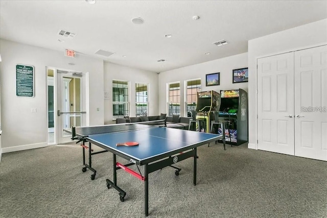 game room featuring carpet floors