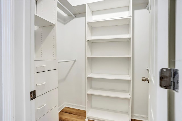 spacious closet featuring hardwood / wood-style flooring