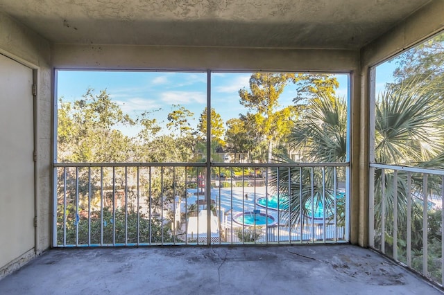 view of unfurnished sunroom