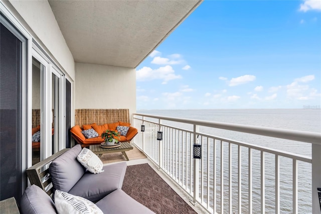 balcony with a water view