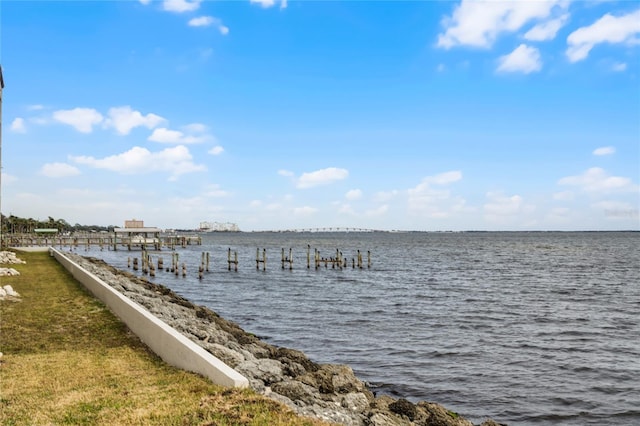 view of dock featuring a water view