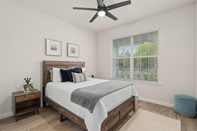 bedroom featuring ceiling fan