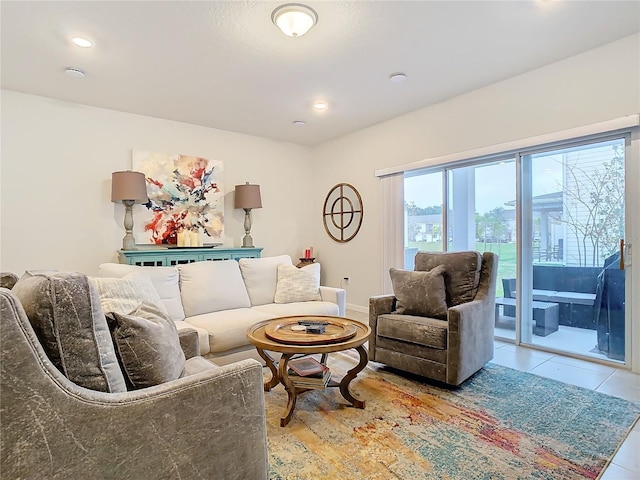 view of tiled living room