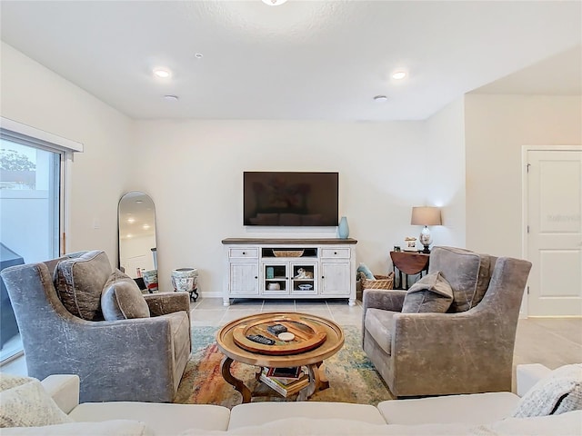 view of tiled living room