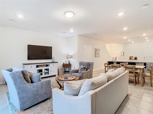 view of tiled living room