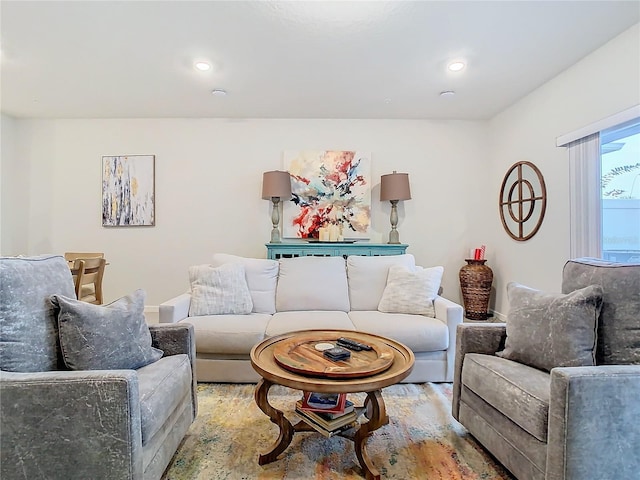 living room featuring light hardwood / wood-style floors