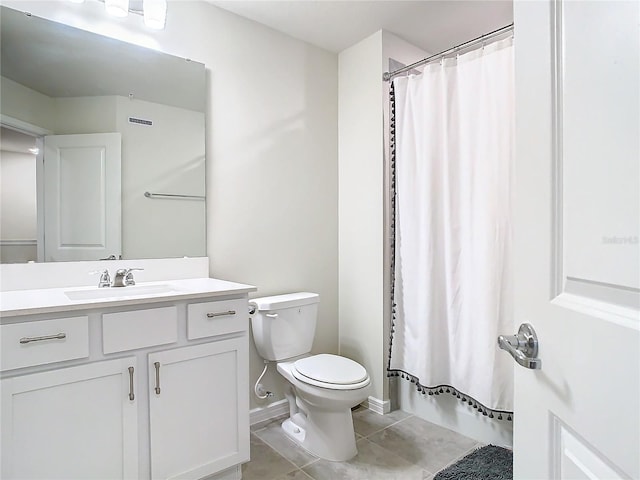 bathroom with tile patterned flooring, vanity, and toilet